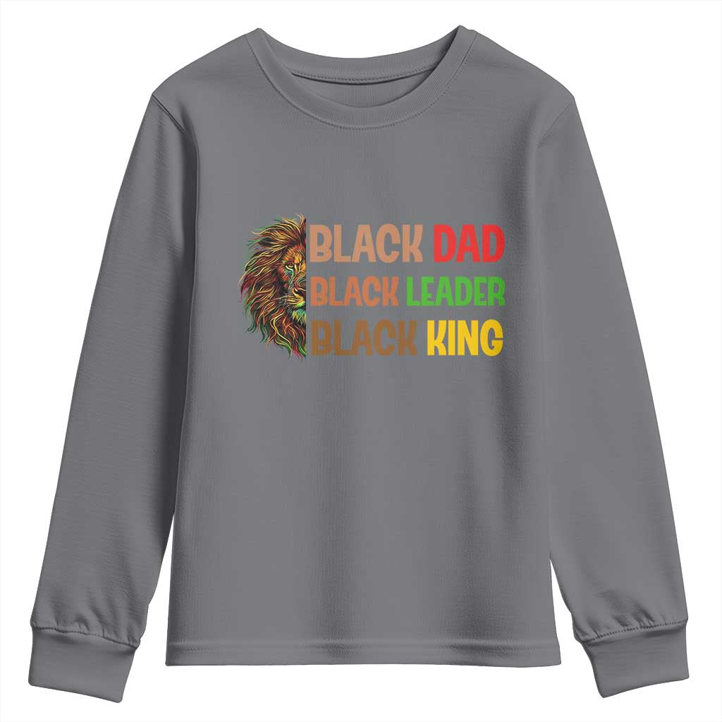 Black Affrican Melanin Youth Sweatshirt Lion Father Day Dad Leader Black King TS14 Charcoal Print Your Wear