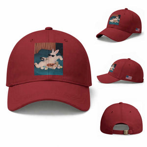 Easter Bunny Iced Coffee Baseball Cap Funny Animal Meme TS14 Baseball Cap Universal Fit Cherry Red Print Your Wear