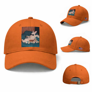 Easter Bunny Iced Coffee Baseball Cap Funny Animal Meme TS14 Baseball Cap Universal Fit Orange Print Your Wear