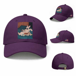Easter Bunny Iced Coffee Baseball Cap Funny Animal Meme TS14 Baseball Cap Universal Fit Purple Print Your Wear