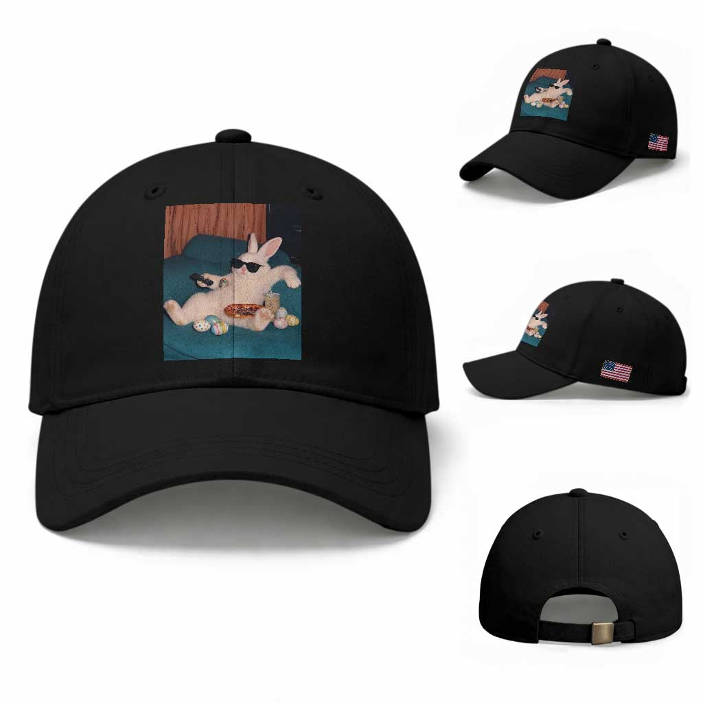 Easter Bunny Iced Coffee Baseball Cap Funny Animal Meme TS14 Baseball Cap Universal Fit Black Print Your Wear