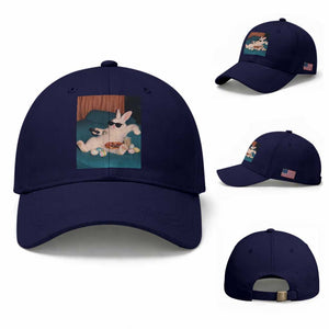 Easter Bunny Iced Coffee Baseball Cap Funny Animal Meme TS14 Baseball Cap Universal Fit Dark Blue Print Your Wear