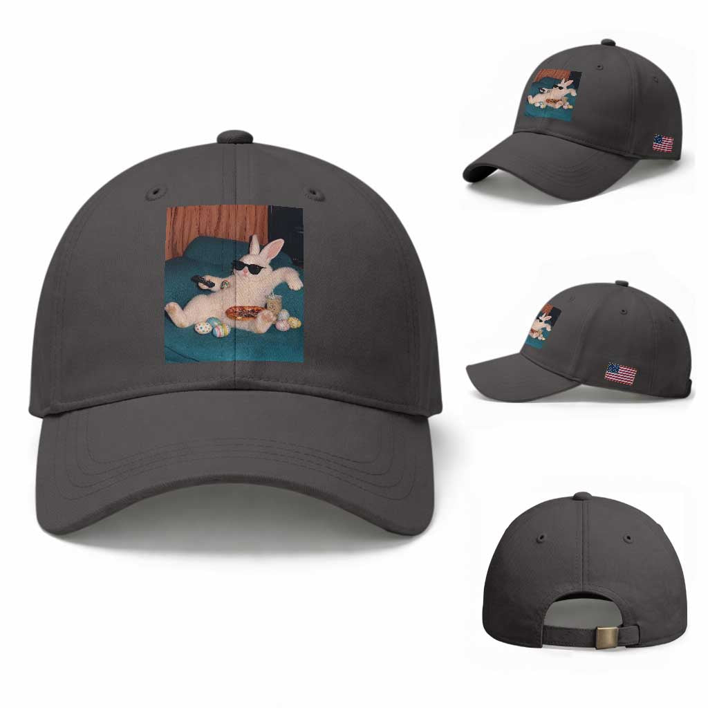 Easter Bunny Iced Coffee Baseball Cap Funny Animal Meme TS14 Baseball Cap Universal Fit Dark Gray Print Your Wear