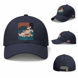 Easter Bunny Iced Coffee Baseball Cap Funny Animal Meme TS14 Baseball Cap Universal Fit Navy Print Your Wear