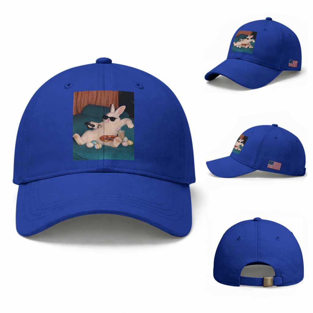 Easter Bunny Iced Coffee Baseball Cap Funny Animal Meme TS14 Baseball Cap Universal Fit Royal Blue Print Your Wear
