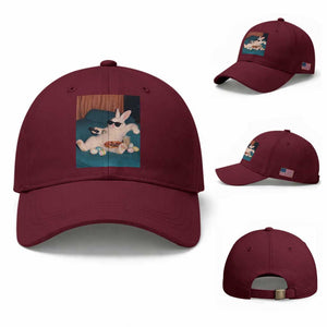 Easter Bunny Iced Coffee Baseball Cap Funny Animal Meme TS14 Baseball Cap Universal Fit Maroon Print Your Wear