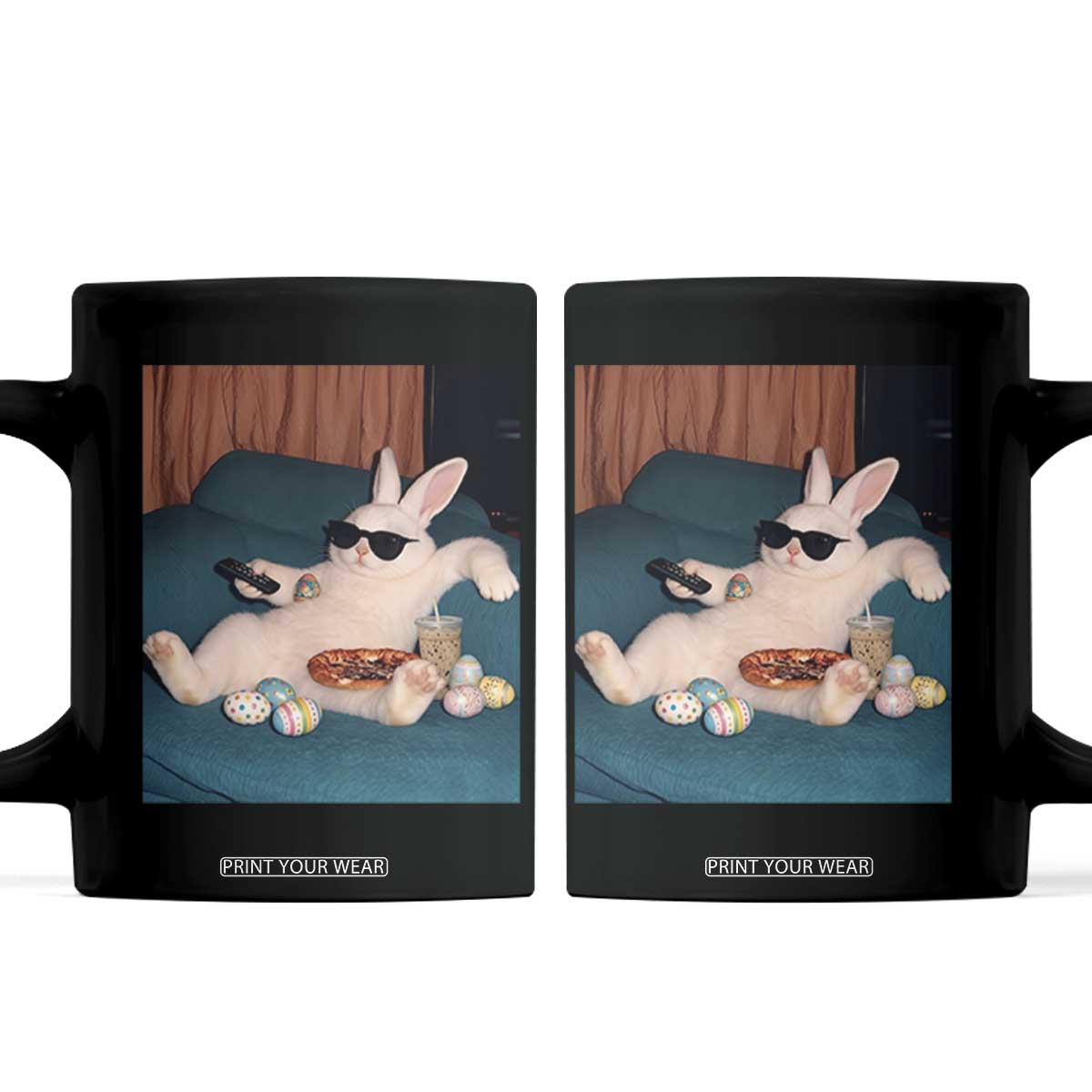 Easter Bunny Iced Coffee Coffee Mug Funny Animal Meme TS14 Black Print Your Wear