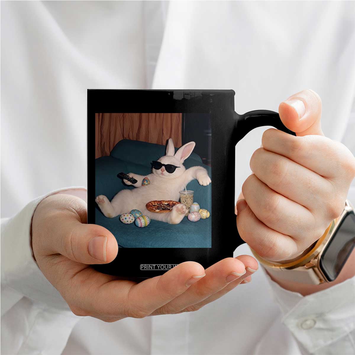Easter Bunny Iced Coffee Coffee Mug Funny Animal Meme TS14 Print Your Wear