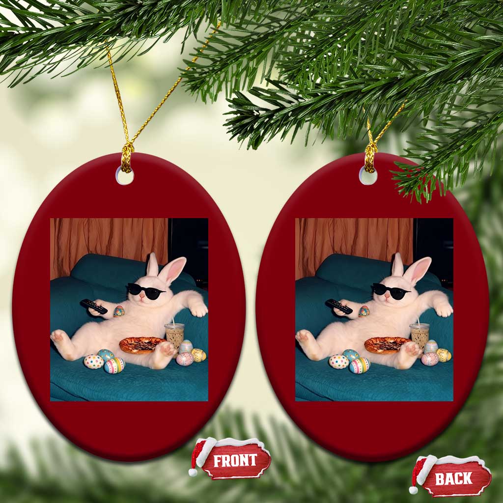 Easter Bunny Iced Coffee Ceramic Ornament Funny Animal Meme TS14 Print Your Wear