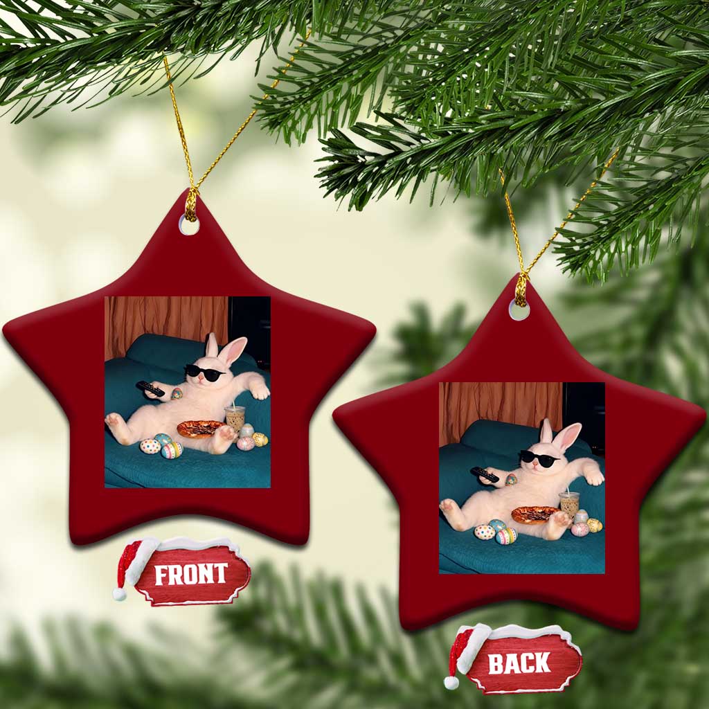 Easter Bunny Iced Coffee Ceramic Ornament Funny Animal Meme TS14 Print Your Wear