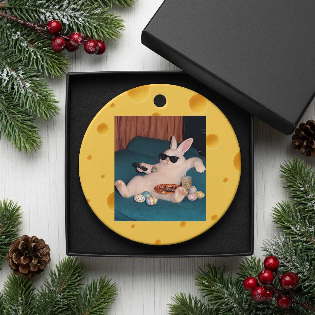 Easter Bunny Iced Coffee Ceramic Ornament Funny Animal Meme TS14 1pc Yellow Cheese Print Your Wear