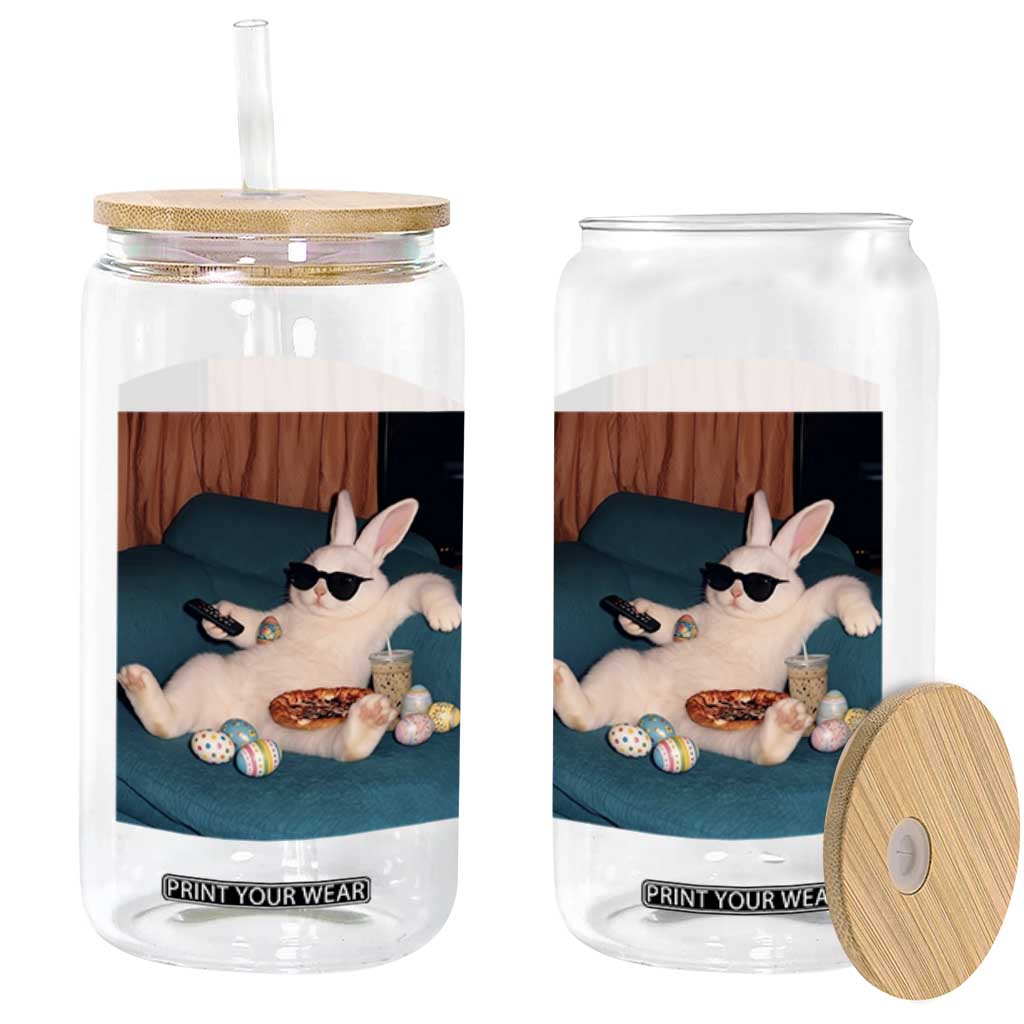 Easter Bunny Iced Coffee Glass Can Funny Animal Meme TS14 Print Your Wear