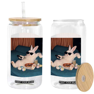 Easter Bunny Iced Coffee Glass Can Funny Animal Meme TS14 Print Your Wear