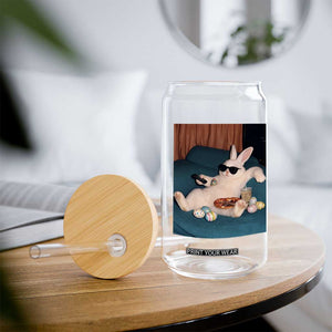 Easter Bunny Iced Coffee Glass Can Funny Animal Meme TS14 Print Your Wear