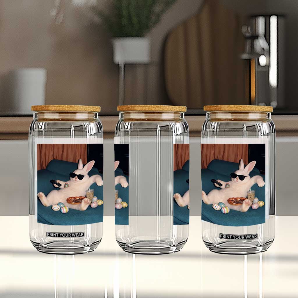 Easter Bunny Iced Coffee Glass Can Funny Animal Meme TS14 Print Your Wear