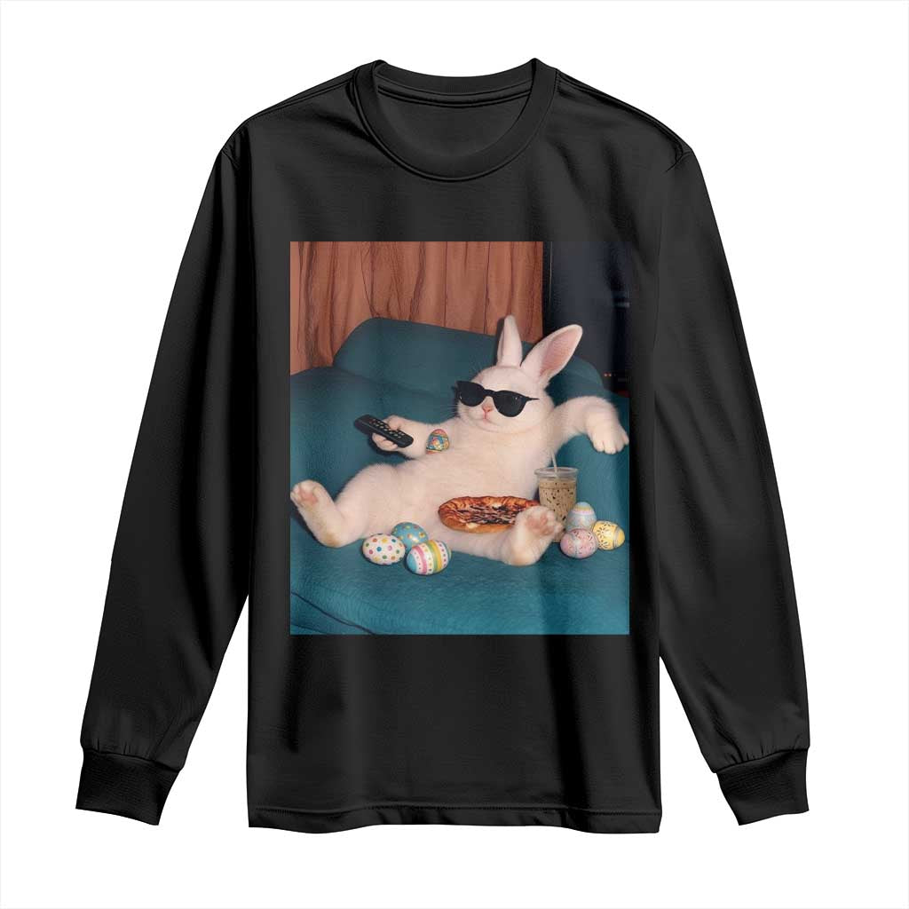 Easter Bunny Iced Coffee Long Sleeve Shirt Funny Animal Meme TS14 Black Print Your Wear