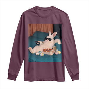 Easter Bunny Iced Coffee Long Sleeve Shirt Funny Animal Meme TS14 Maroon Print Your Wear