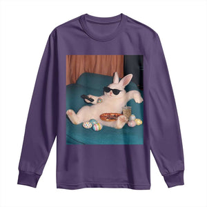 Easter Bunny Iced Coffee Long Sleeve Shirt Funny Animal Meme TS14 Purple Print Your Wear