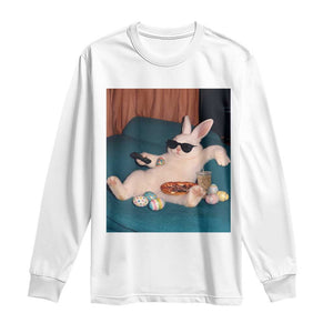 Easter Bunny Iced Coffee Long Sleeve Shirt Funny Animal Meme TS14 White Print Your Wear
