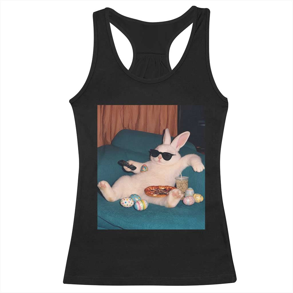 Easter Bunny Iced Coffee Racerback Tank Top Funny Animal Meme TS14 Black Print Your Wear