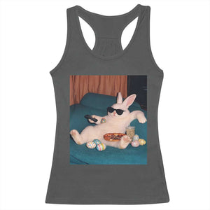 Easter Bunny Iced Coffee Racerback Tank Top Funny Animal Meme TS14 Dark Heather Print Your Wear