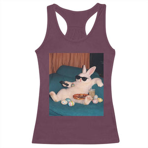 Easter Bunny Iced Coffee Racerback Tank Top Funny Animal Meme TS14 Maroon Print Your Wear