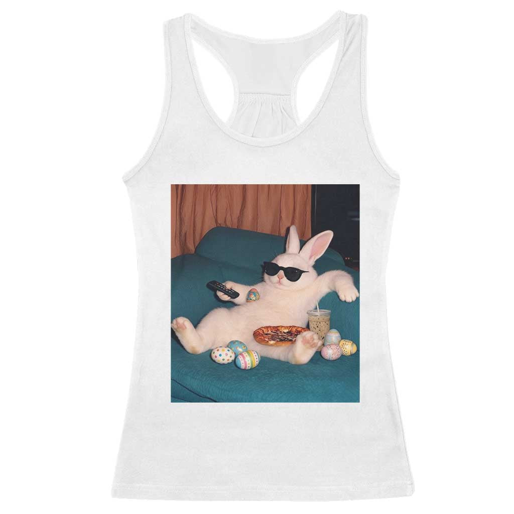 Easter Bunny Iced Coffee Racerback Tank Top Funny Animal Meme TS14 White Print Your Wear
