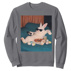 Easter Bunny Iced Coffee Sweatshirt Funny Animal Meme TS14 Charcoal Print Your Wear