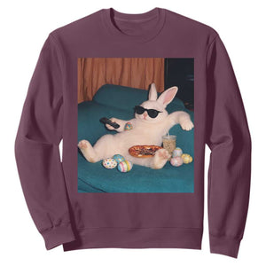 Easter Bunny Iced Coffee Sweatshirt Funny Animal Meme TS14 Maroon Print Your Wear
