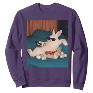 Easter Bunny Iced Coffee Sweatshirt Funny Animal Meme TS14 Purple Print Your Wear