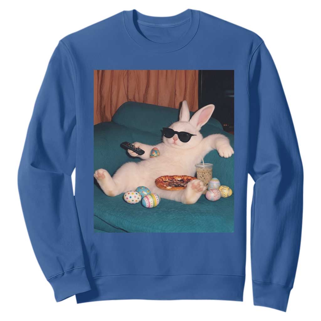 Easter Bunny Iced Coffee Sweatshirt Funny Animal Meme TS14 Royal Blue Print Your Wear