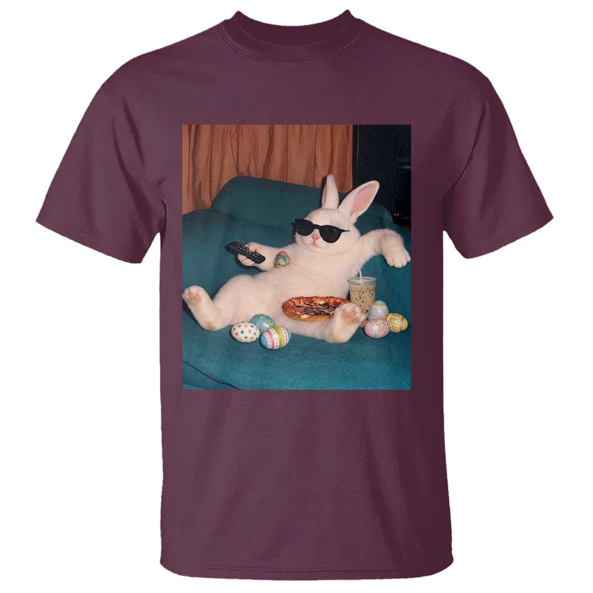 Easter Bunny Iced Coffee T Shirt Funny Animal Meme TS14 Maroon Print Your Wear