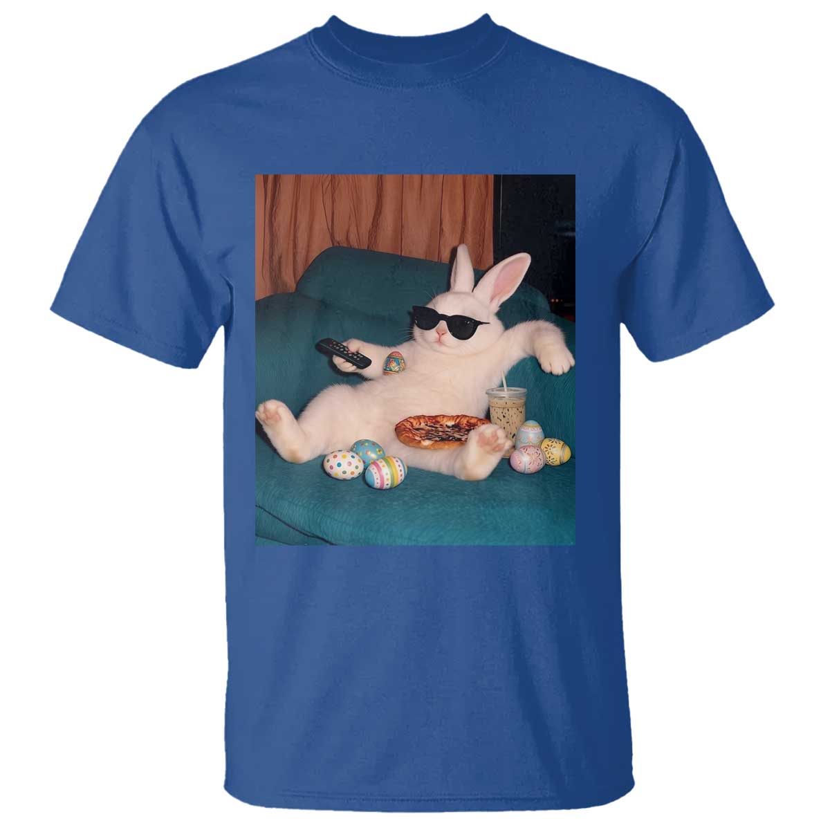 Easter Bunny Iced Coffee T Shirt Funny Animal Meme TS14 Royal Blue Print Your Wear