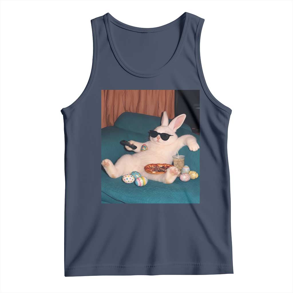 Easter Bunny Iced Coffee Tank Top Funny Animal Meme TS14 Navy Print Your Wear