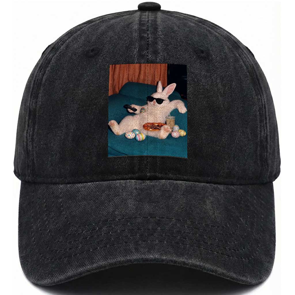 Easter Bunny Iced Coffee Washed Cotton Baseball Cap Funny Animal Meme TS14 Print Your Wear