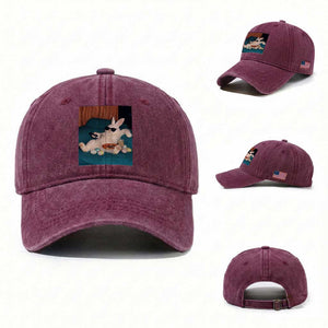 Easter Bunny Iced Coffee Washed Cotton Baseball Cap Funny Animal Meme TS14 Washed Cap Universal Fit Burgundy Print Your Wear