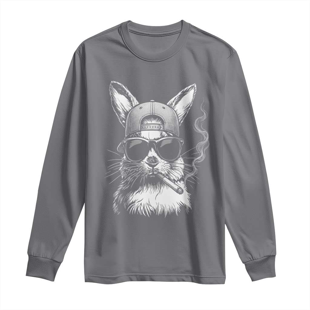Funny Easter Bunny Smoking Meme Long Sleeve Shirt TS14 Charcoal Print Your Wear