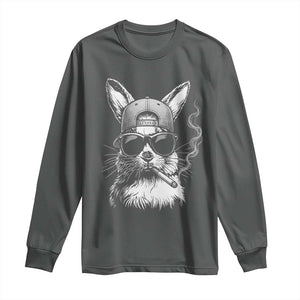 Funny Easter Bunny Smoking Meme Long Sleeve Shirt TS14 Dark Heather Print Your Wear