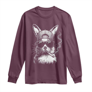 Funny Easter Bunny Smoking Meme Long Sleeve Shirt TS14 Maroon Print Your Wear
