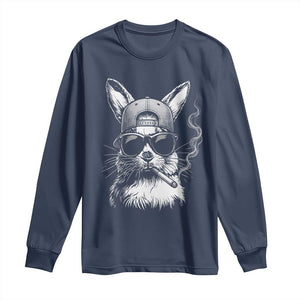 Funny Easter Bunny Smoking Meme Long Sleeve Shirt TS14 Navy Print Your Wear