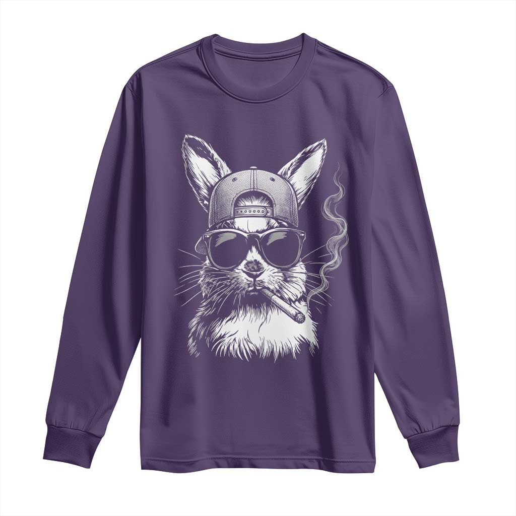 Funny Easter Bunny Smoking Meme Long Sleeve Shirt TS14 Purple Print Your Wear