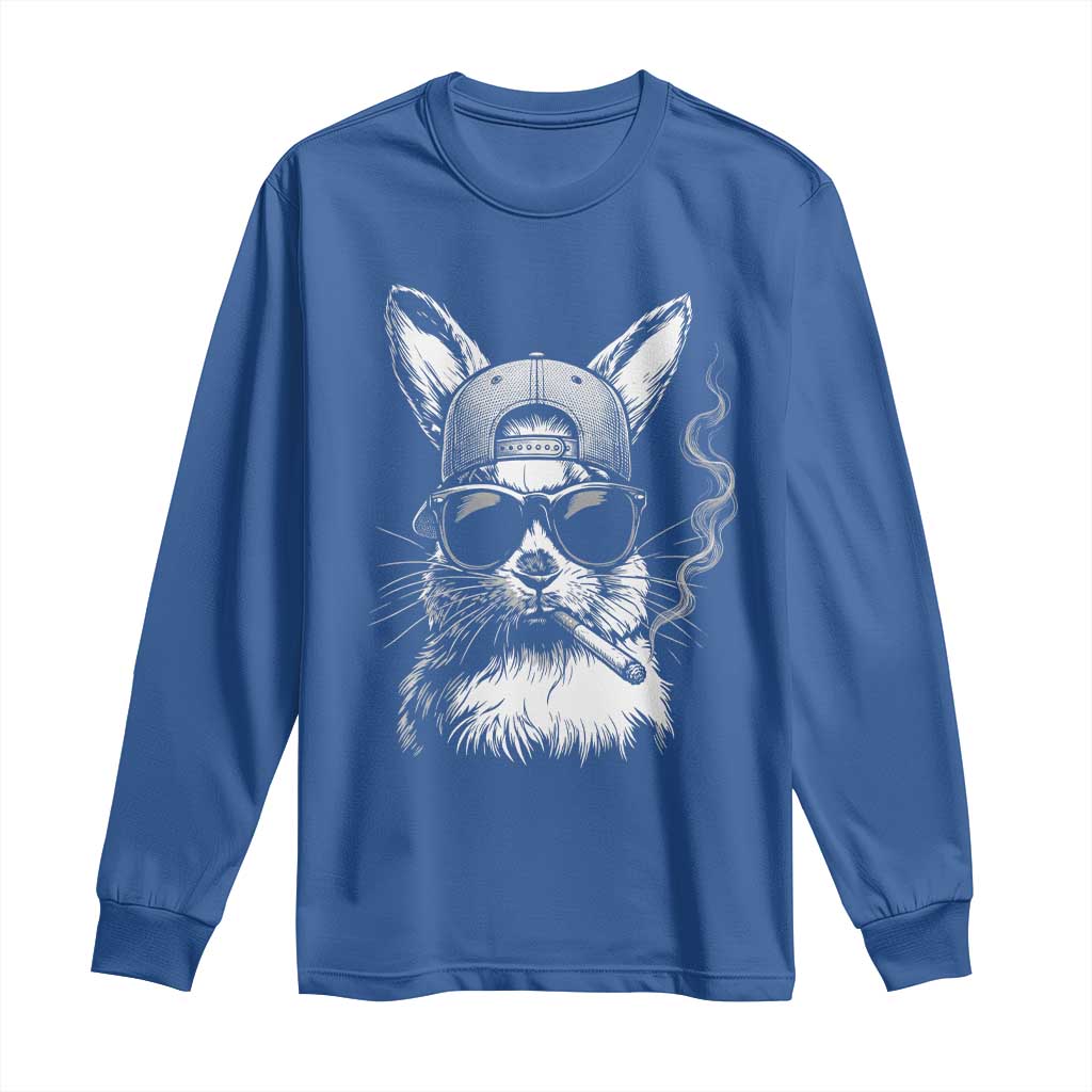 Funny Easter Bunny Smoking Meme Long Sleeve Shirt TS14 Royal Blue Print Your Wear