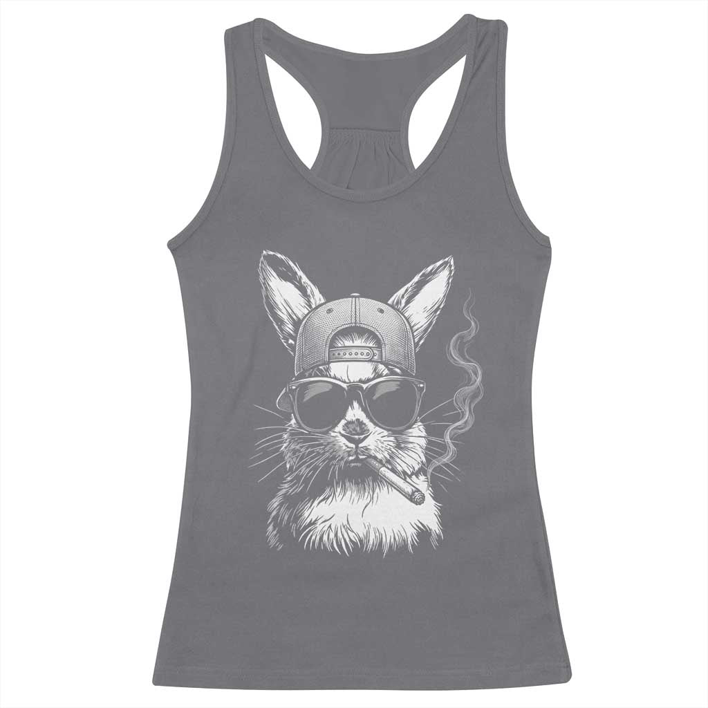 Funny Easter Bunny Smoking Meme Racerback Tank Top TS14 Charcoal Print Your Wear