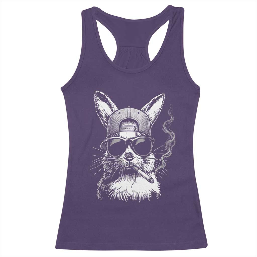 Funny Easter Bunny Smoking Meme Racerback Tank Top TS14 Purple Print Your Wear