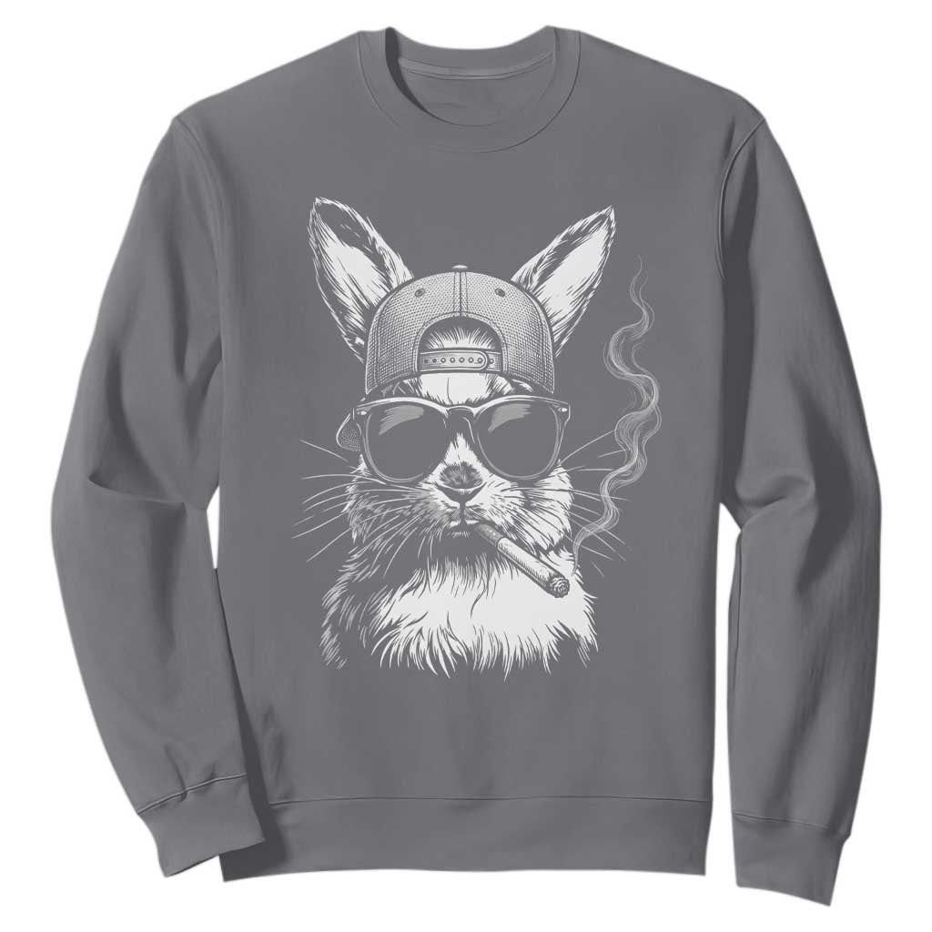 Funny Easter Bunny Smoking Meme Sweatshirt TS14 Charcoal Print Your Wear