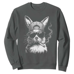 Funny Easter Bunny Smoking Meme Sweatshirt TS14 Dark Heather Print Your Wear