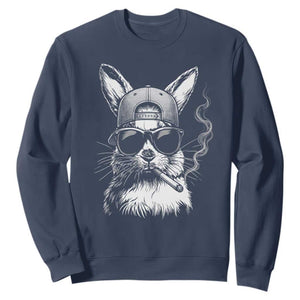 Funny Easter Bunny Smoking Meme Sweatshirt TS14 Navy Print Your Wear