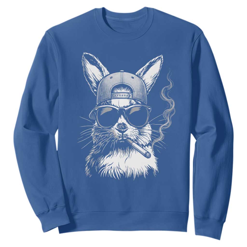 Funny Easter Bunny Smoking Meme Sweatshirt TS14 Royal Blue Print Your Wear