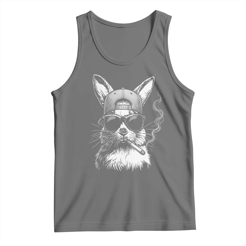 Funny Easter Bunny Smoking Meme Tank Top TS14 Black Heather Print Your Wear