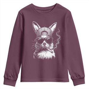 Funny Easter Bunny Smoking Meme Youth Sweatshirt TS14 Maroon Print Your Wear